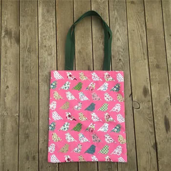

YILE Cotton Canvas Eco Shopping Tote Shoulder Bag Print Colorful Bird Black Strap 81014e