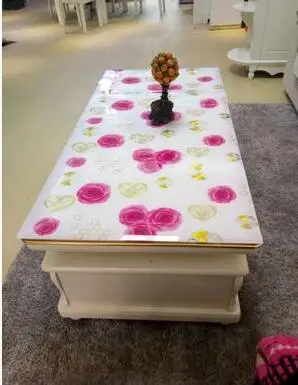 PVC crystal plate glass cloth color soft waterproof hot printing table mats opaque plastic table cloth