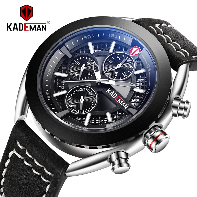 

New Men Watch TOP Brand KADEMAN Luxury Quartz Watch Waterproof Sport Wristwatch Automatic Date Military Casual Relogio Masculino