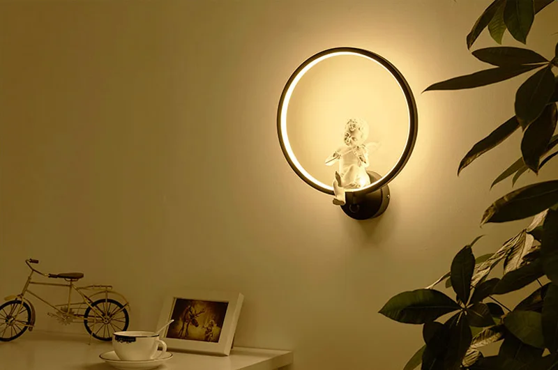 Horsten Modern Nordic Angel LED Wall Light Lamp Sconce Metal Resin Acrylic Wall Lamp Bedroom Bedside Wall Lights Home Decoration Lighting (14)
