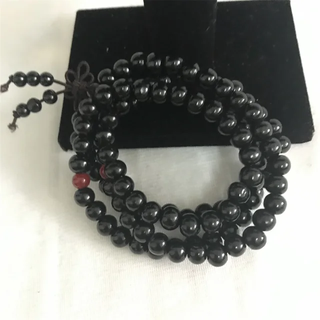 108 0 8 Natural Ebony Prayer Beads Tibetan Buddhist Bracelets Mala 108 0 8 Natural Ebony Prayer Beads Tibetan Buddhist Bracelets Mala Buddha Rosary Necklace Wooden Jewelry Black Religion Gift