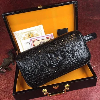 

Classical Knitting Designer Genuine Crocodile Leather Zipper Closure Men Phone Clutch Alligator Skin Male Card Holder Man Purse