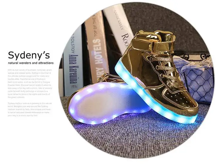 Высокое качество Детские светящиеся сникерсы led обувь с светильник светящаяся обувь для детей Мальчики корзинки для девочек светодиодный Тапочки