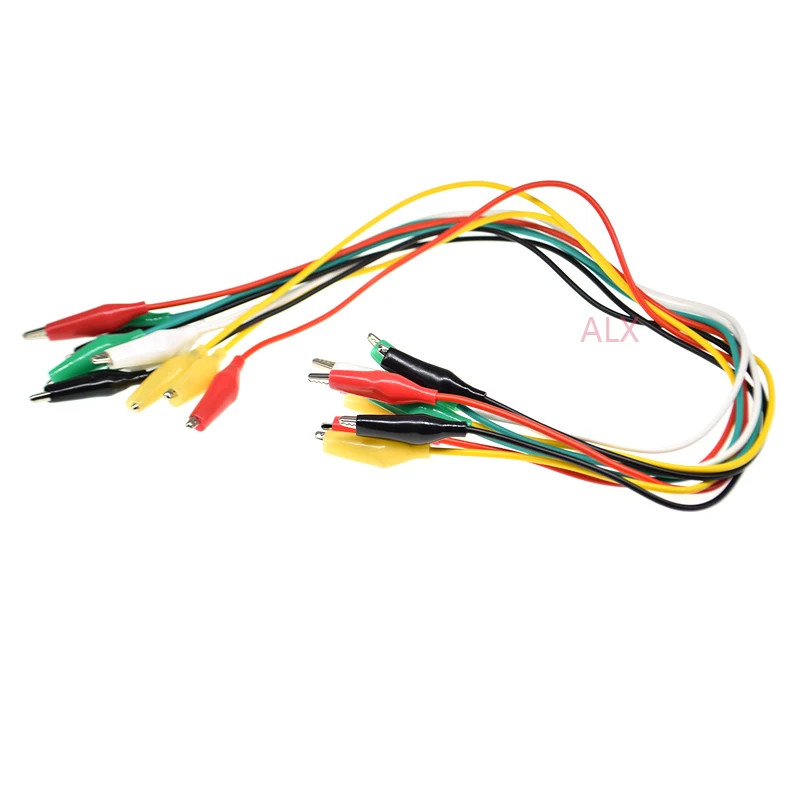 10PCS 50CM Double-ended colors Alligator clips cable jumper wire diy Test Leads crocodile clips wire