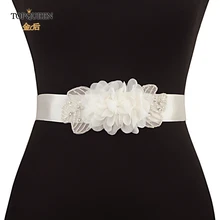 TOPQUEEN S248 винтажное белое бисерное свадебное платье с поясом пояс с цветочным узором Белый цветочный свадебный пояс-лента белый цветок створки белые бусины на цепочке