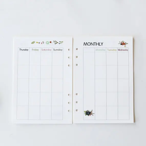 Minimalist Daily Planner A5 HALF Sizel Filofax Insert Muji -  Sweden