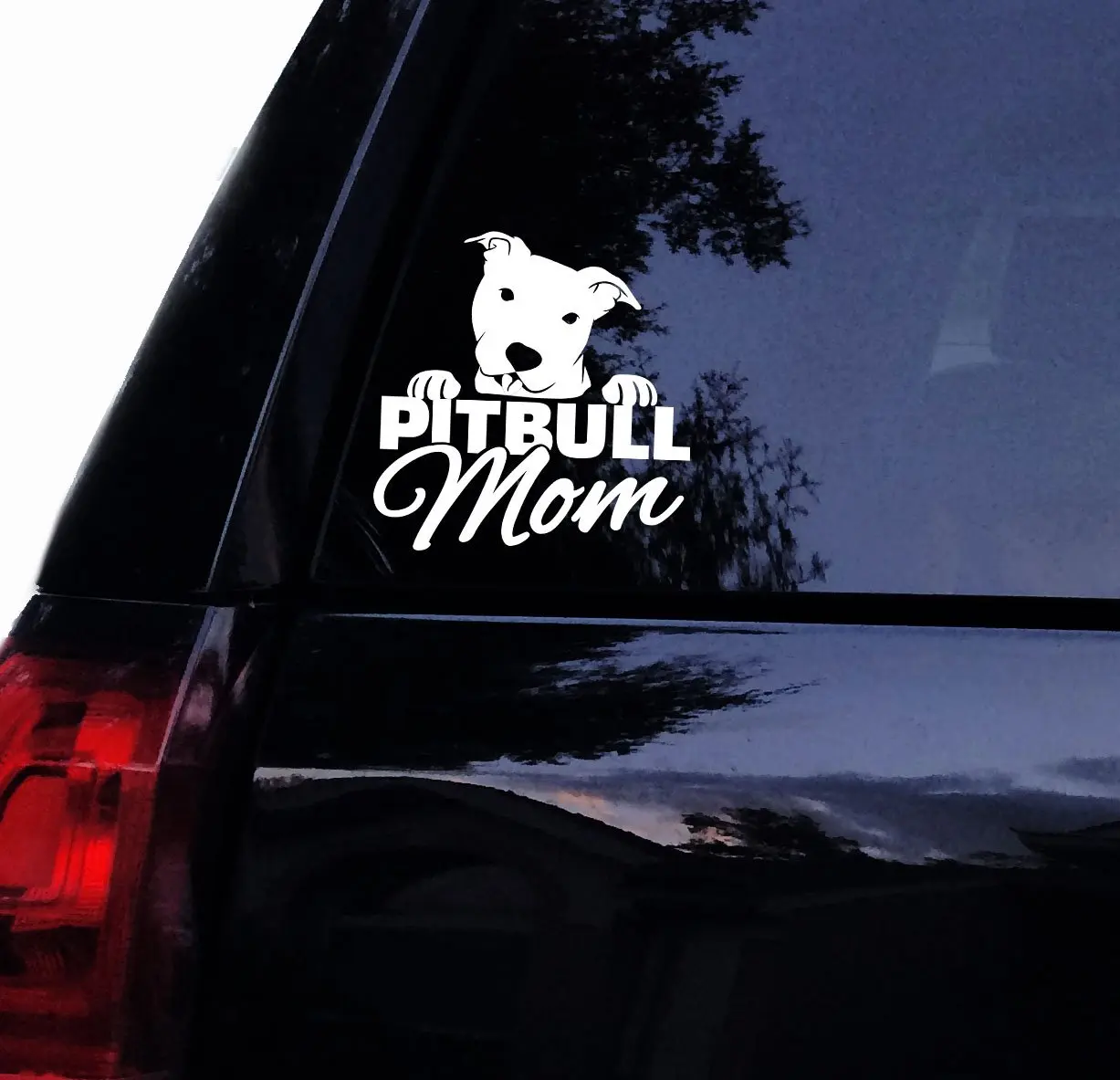 

Tshirt Rocket Pitbull Decal - Pitbull Mom Peeking Pit - Car Decal, Laptop Decal, Car Window Sticker (8", White)