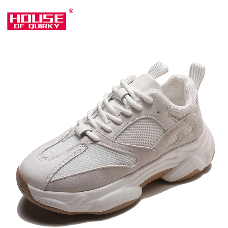 

New Women Vulcanized Shoes Breathable Round Head Lace Up Running Shoes Woman Mesh Flat Sneakers Shoes Ladies Casual Shoes 2019