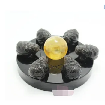 

12CM Seven array of natural obsidian ball ornaments Crystal Jewelry