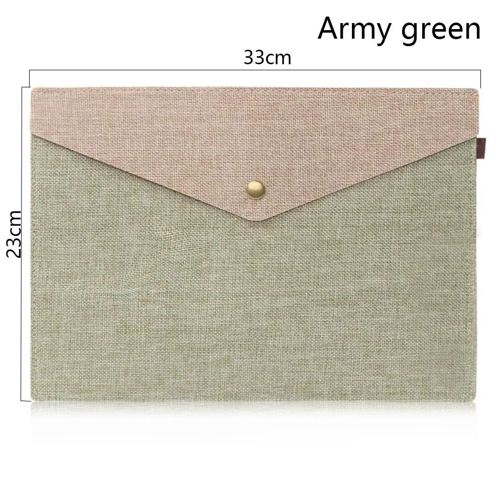 L army green 1 шт., простая, А4/А5, элегантная, большая вместительность, Сумка для документов, имитация льна, холст, войлок, сумка для файлов, портфель, папка для файлов, офисные принадлежности - Цвет: L army green