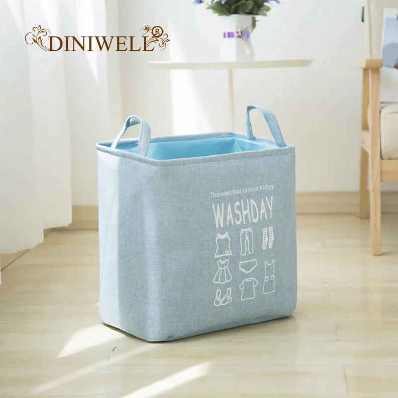 

DINIWELL Linen Large Storage Box With Handle For Clothes Underwear Toys Home Folding Storage Boxes Living Room Organizer