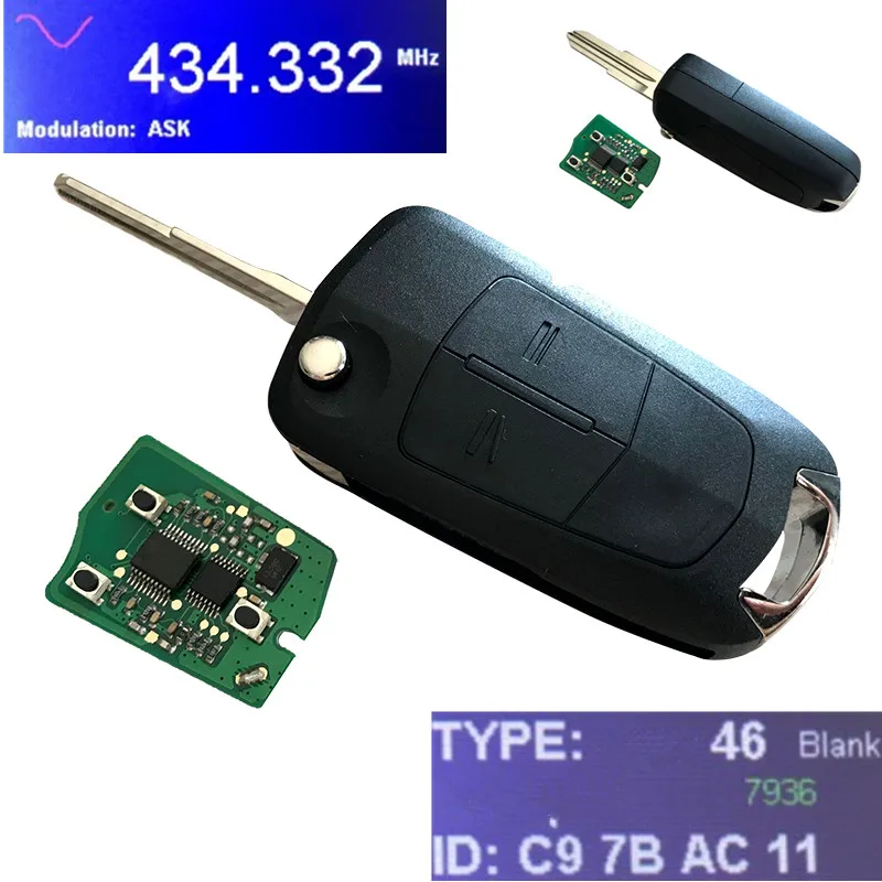 Rmlks флип автомобиль дистанционного ключа для Opel для Vauxhall Antara 2 пуговицы складной 433 мГц пульт дистанционного управления с ID46 чип 2011 2012 2013 - Количество кнопок: 433MHz ID46 Chip 1PC
