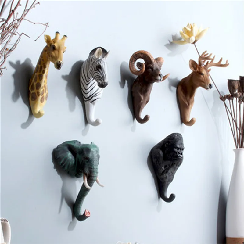 

Vintage Hunter Style Animal Head Wall Mounted Hooks Coat Hat Hook Hanging Home Decor Multi-Purpose Home Decoration