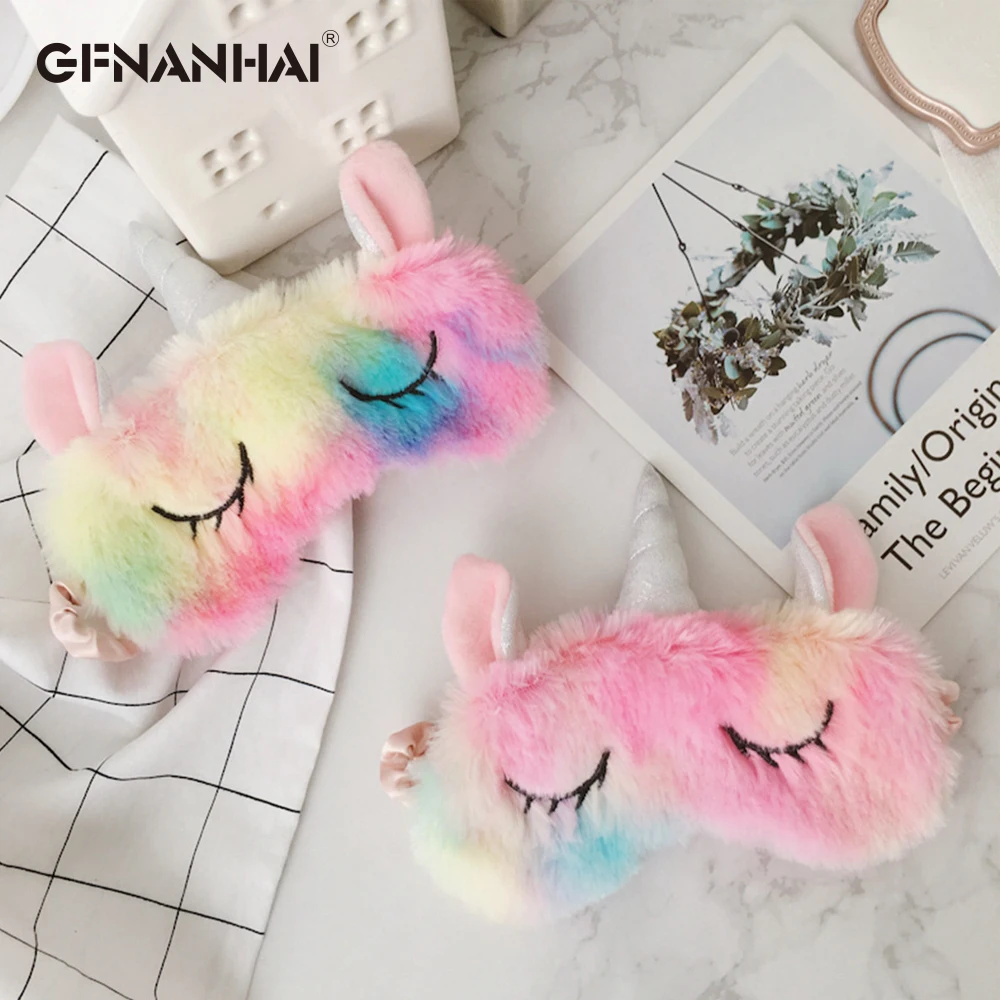 plush toy cartoon sweet unicorn eyeshade travel sleeping eyes mask girl gift 1pc