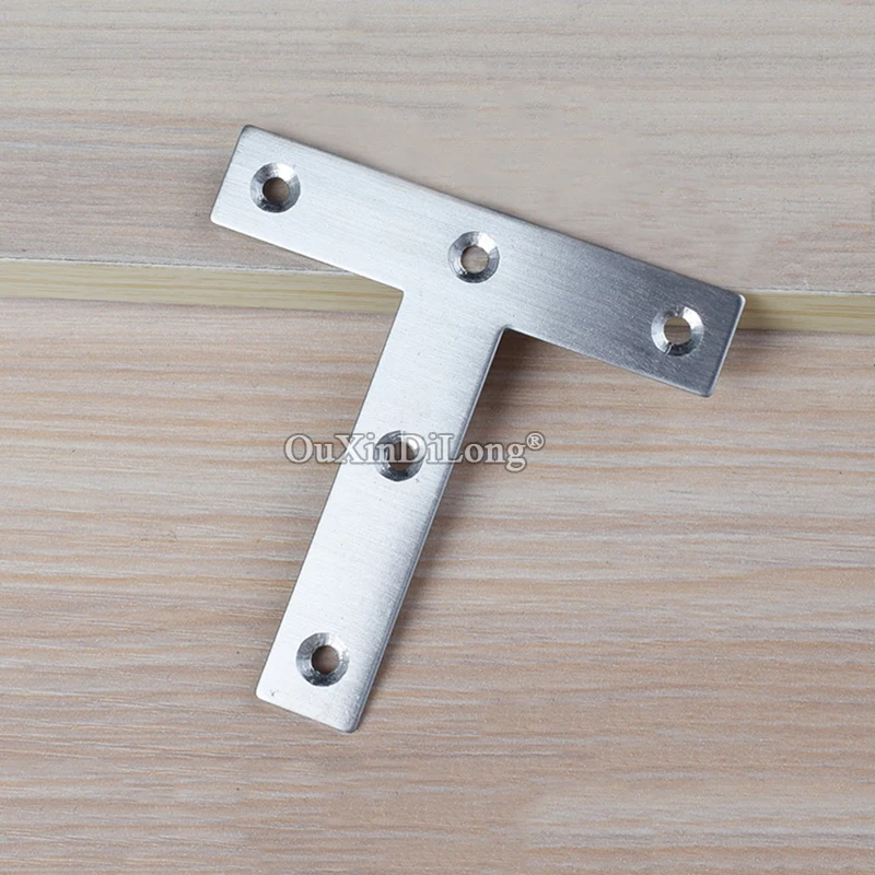

Brand New 100PCS Stainless Steel Flat Corner Braces T Shape Board Frame Joint Shelf Support Brackets Furniture Connecting Parts