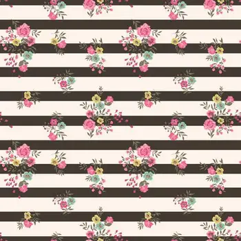 

HUAYI White Black Stripe With Flowers Art fabric Backdrop Photography For Newborn Drop Background D-9331