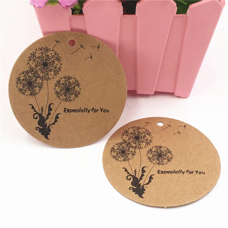 

50pcs 6cm Round Happy Birthday Gift Hang Tag Card Colorful Cardboard Lace Blank Kraft Paper Message Labels Card