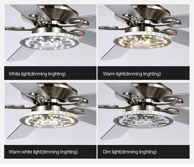 SOLFART потолочный вентилятор современный светодиодный потолочный вентилятор с лампами Серебристая бронза 42 дюймов 48 дюймов 52 дюймов Декоративные веера SLF8995