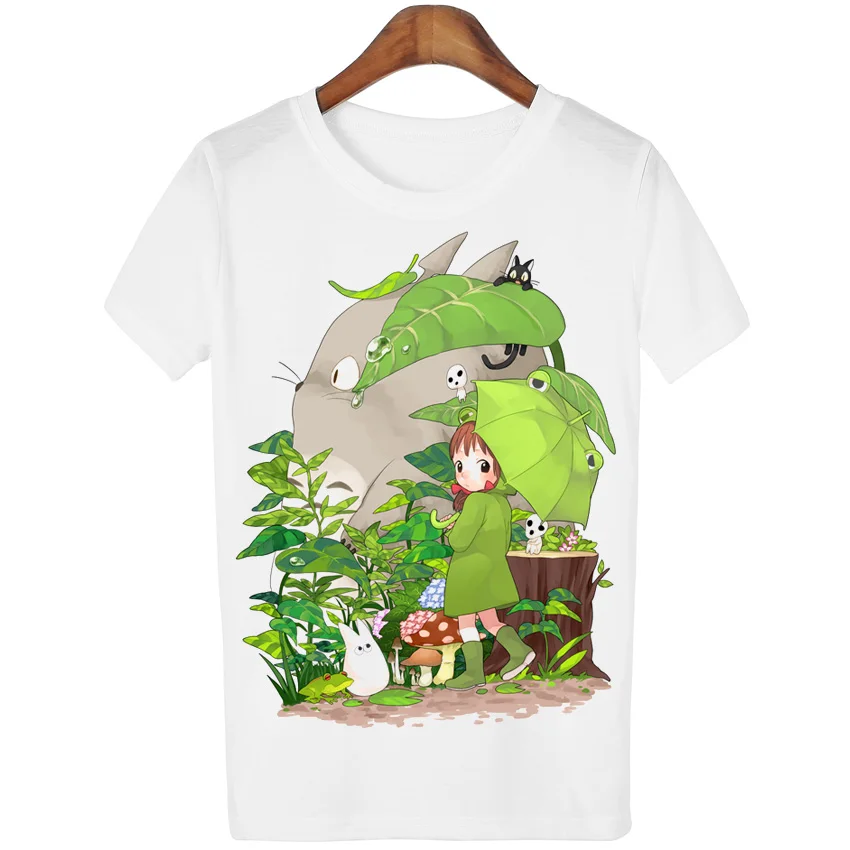 Повседневная футболка, женская футболка, Harajuku Totoro, с принтом, Camisetas Mujer, топы, с круглым вырезом, футболка, милые футболки, Femme - Цвет: A4