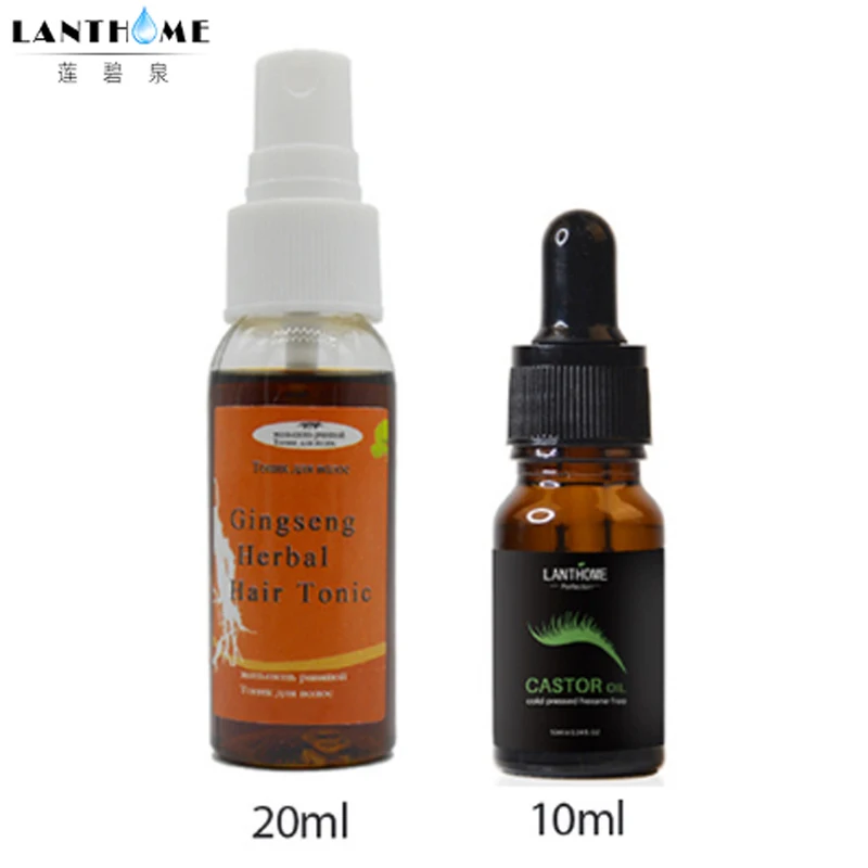

lanthome 2pcs Herbal Pilatory Sunburst Hair Growth Oil Spray+Castor Oil Growth Mascara Serum Lifting Eyelashes Thick Enhancer