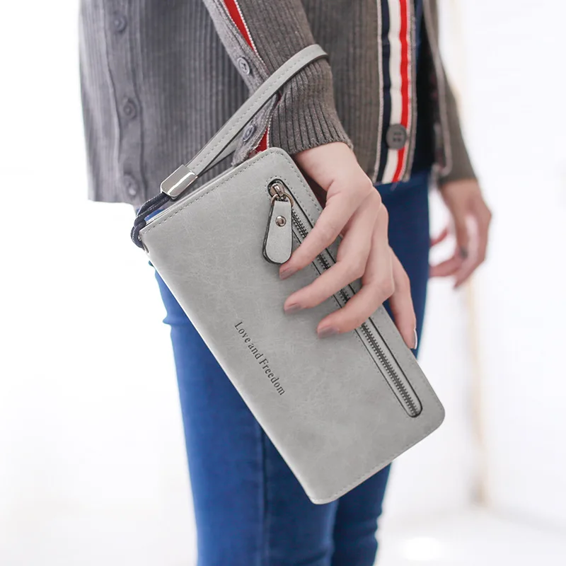 

Luxury Famous Brand Women Wallet Zipper Coin Purses Credit Card Holder Dull Polish Leather Long Design Ladies Clutch bags Female