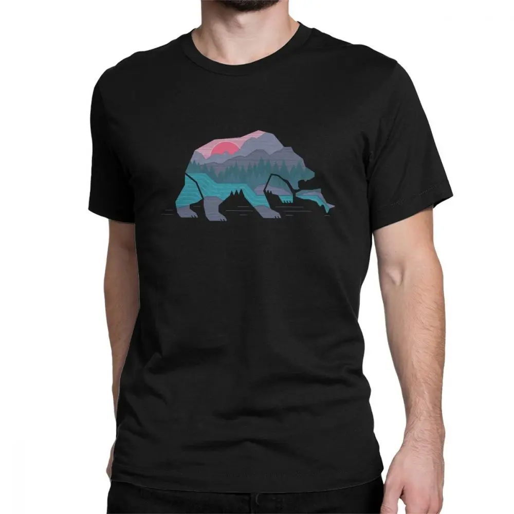 

Bear Country Funny T Shirts for Men Nature Wildlife River Mountains Fishing Clothes 4XL 5XL 6XL Tees 100% Cotton O Neck T-Shirts
