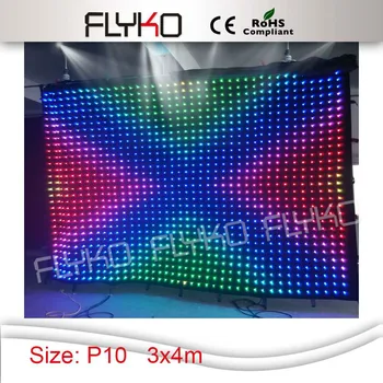 

4x3m best price rgb flexible led video curtain with controller and power box
