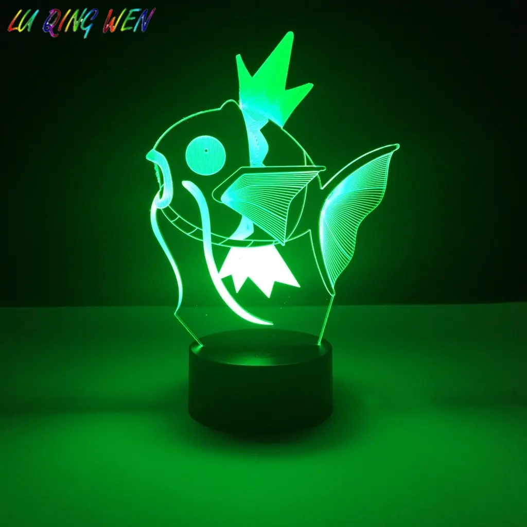 

Kid Led Night Lamp Magikarp Pokemon Go Fish Nightlight for Children's Bedroom Decoration Light Baby 3d Led Night Light Koiking