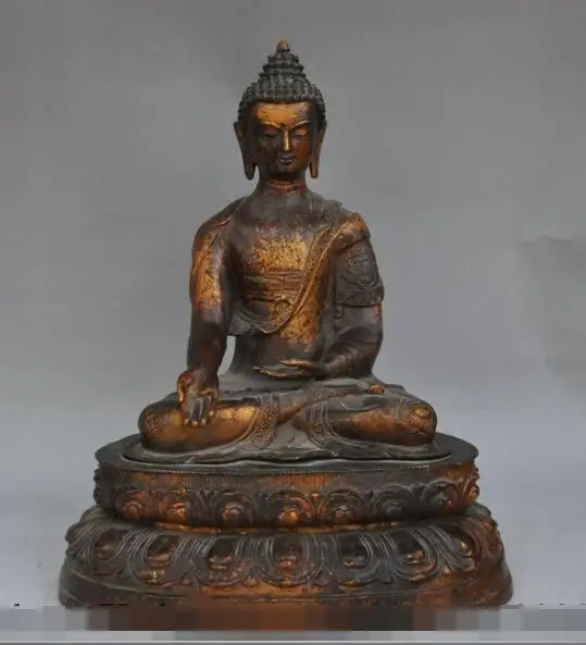 

S01674 18" old tibet buddhism bronze fane joss lotus sakyamuni Tathagata buddha statue (B0328)