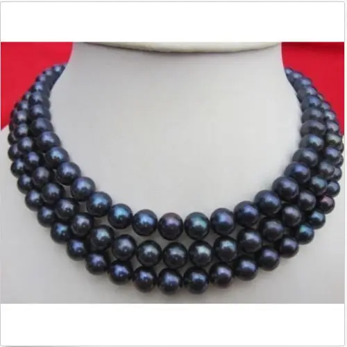 

Miss charm Jew.657 gorgeous natural 10-11mm tahitian black pearl necklace 50inch AAA