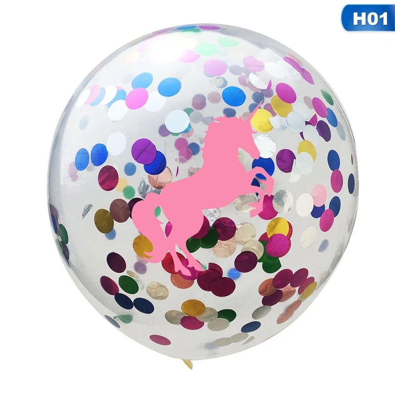 

5pcs 12inch transparent unicorn balloons confetti sequins latex ballon wedding decoration happy birthday party supplies for kids