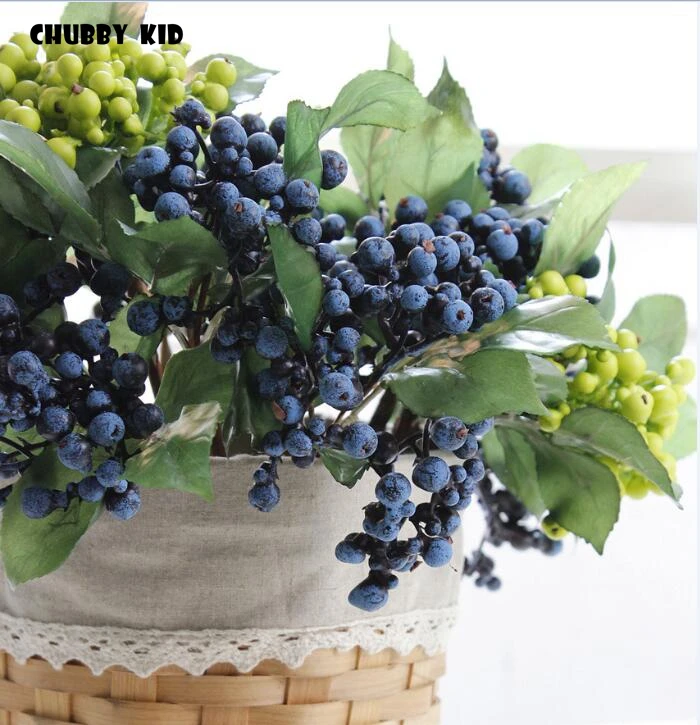 

100% Hi-Q artificial Blueberry fruit wholesale High simulation fake Small berries wild fruits floral foam Christmas fruit 10 pcs