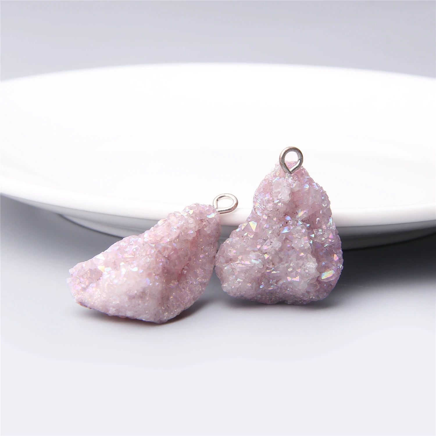 Natural Pink druzy Pendulum pendant Brazilian natural big pink Drusy Pendant Necklace women jewelry Making druzy jewelry gift