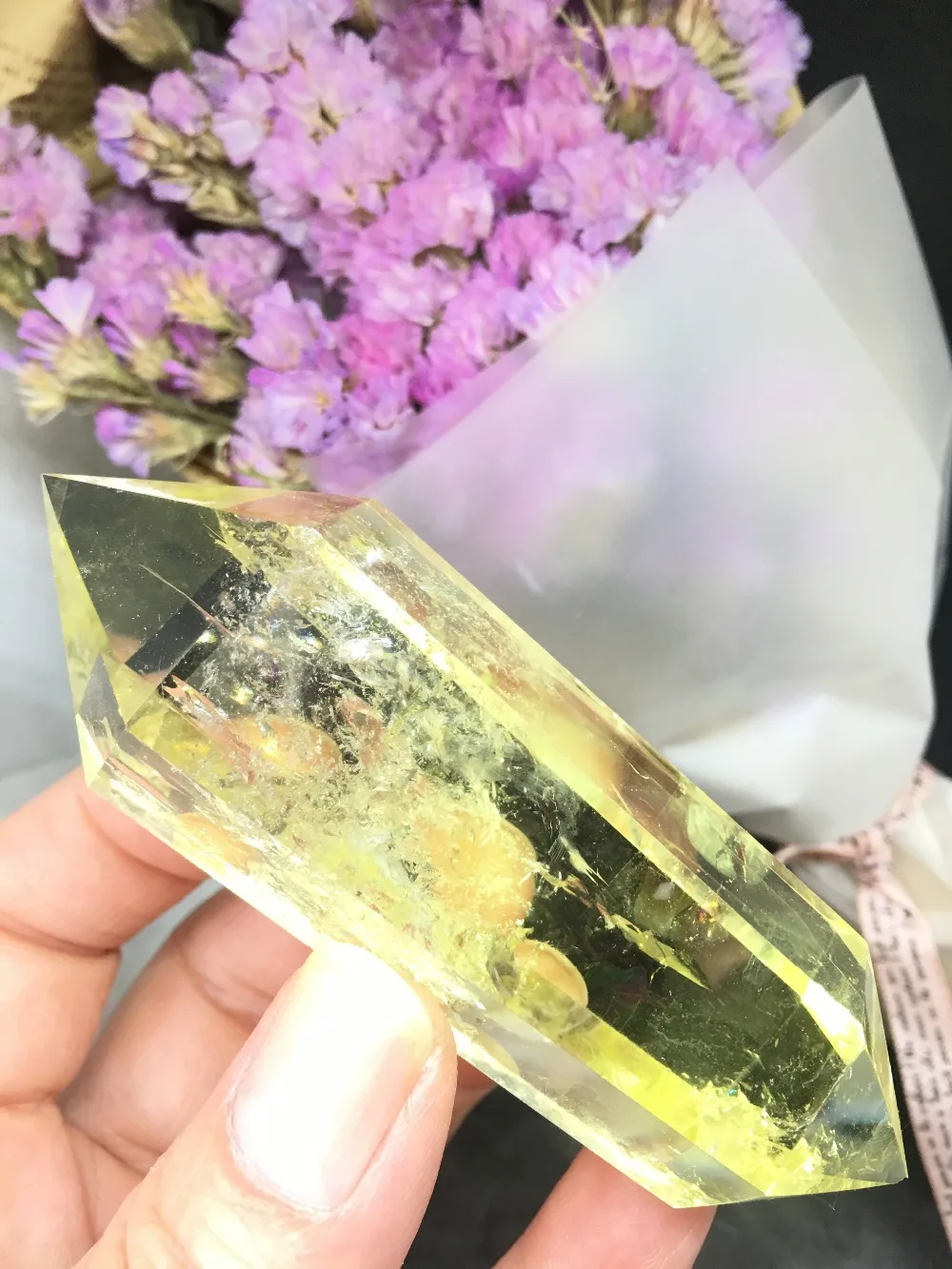 Buy 109grams of AAA natural beautiful yellow crystal, crystal pillar to heal