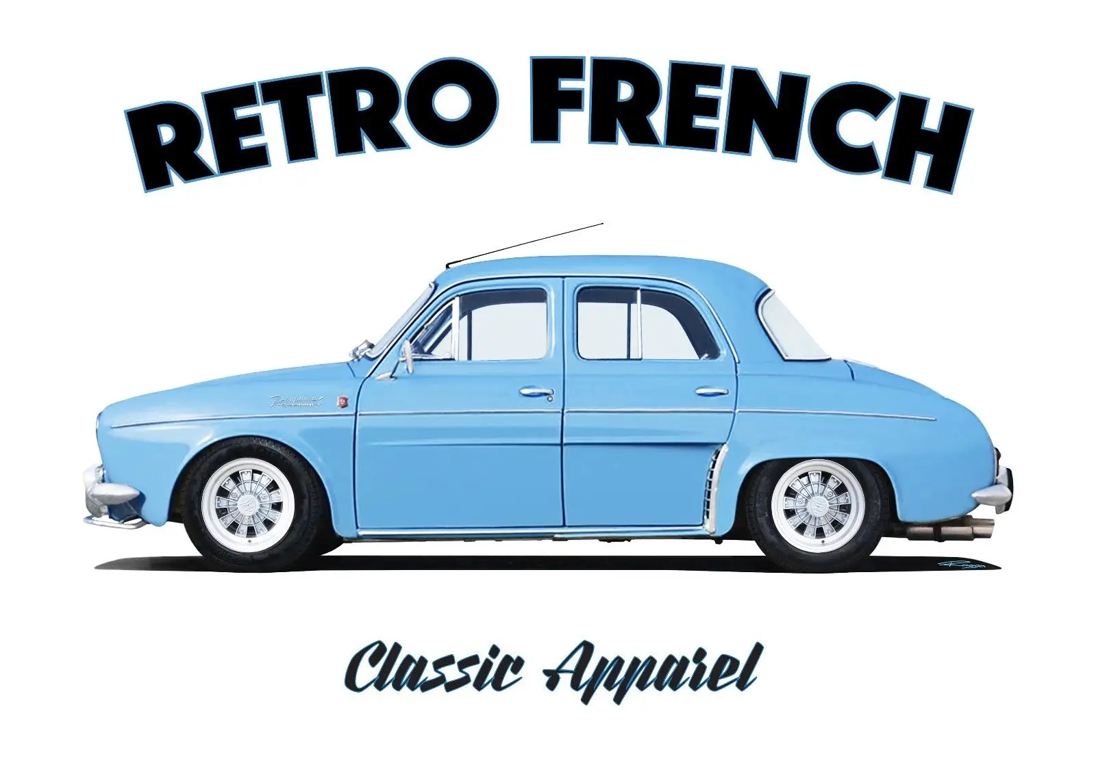 

RENAULT DAUPHINE GORDINI t-shirt. RETRO FRENCH. CLASSIC CAR. MODIFIED.