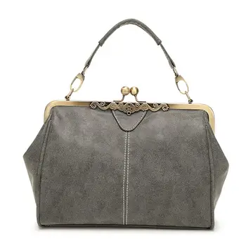 

Retro Women Matte Carved Kiss Lock Faux Leather Tote Handbag Crossbody Sling Bag
