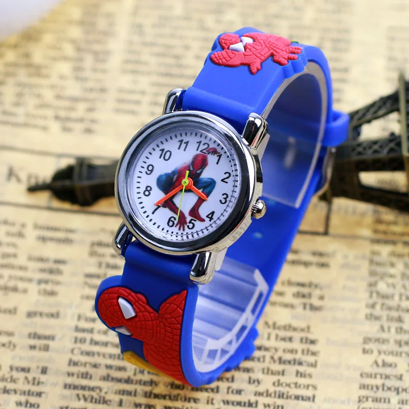 3D каучуковый ремешок человек паук Дети мультфильм Спортивные кварцевые наручные часы для обувь мальчиков часы Montre Enfant reloj infantil
