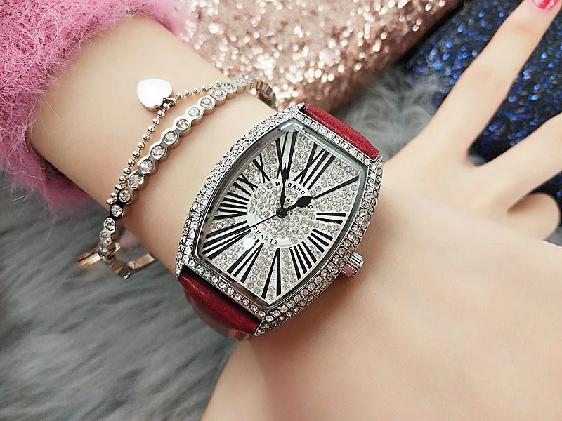 Роскошные Брендовые женские часы браслет Кристалл женские часы женские кожаные кварцевые женские часы наручные часы Montre Femme Reloj Mujer