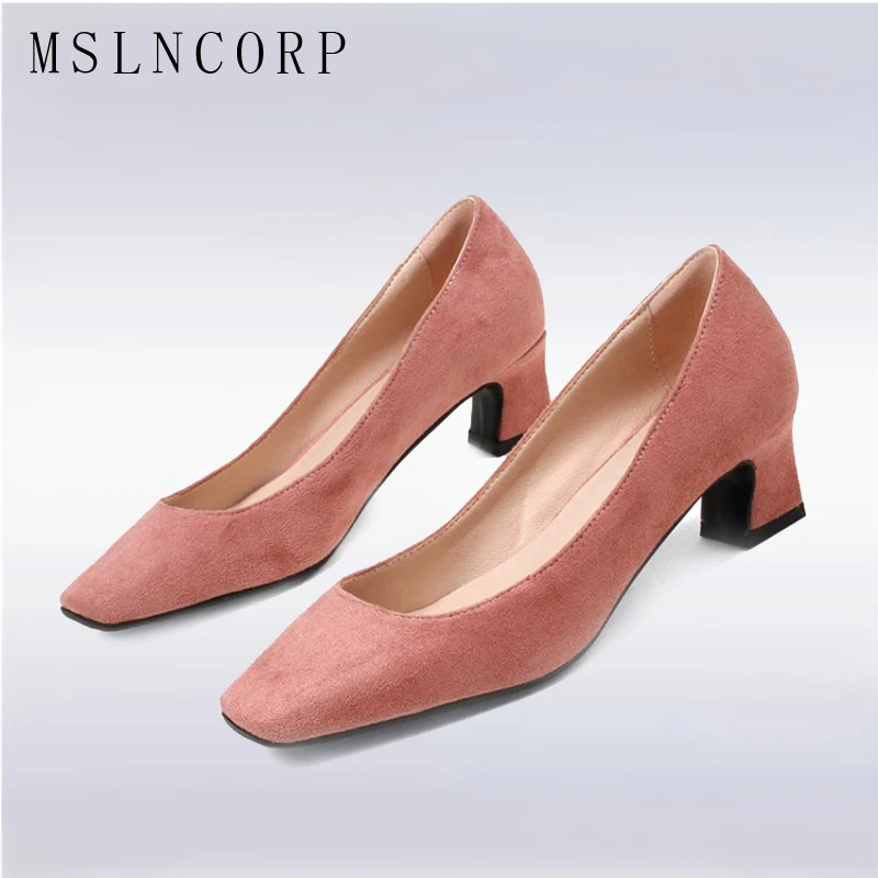 

plus size 34-43 Spring Autumn Women Pumps Fashion Party Square Toe with High heels Lady Casual Shoes Wedding Dress Zapatos Mujer