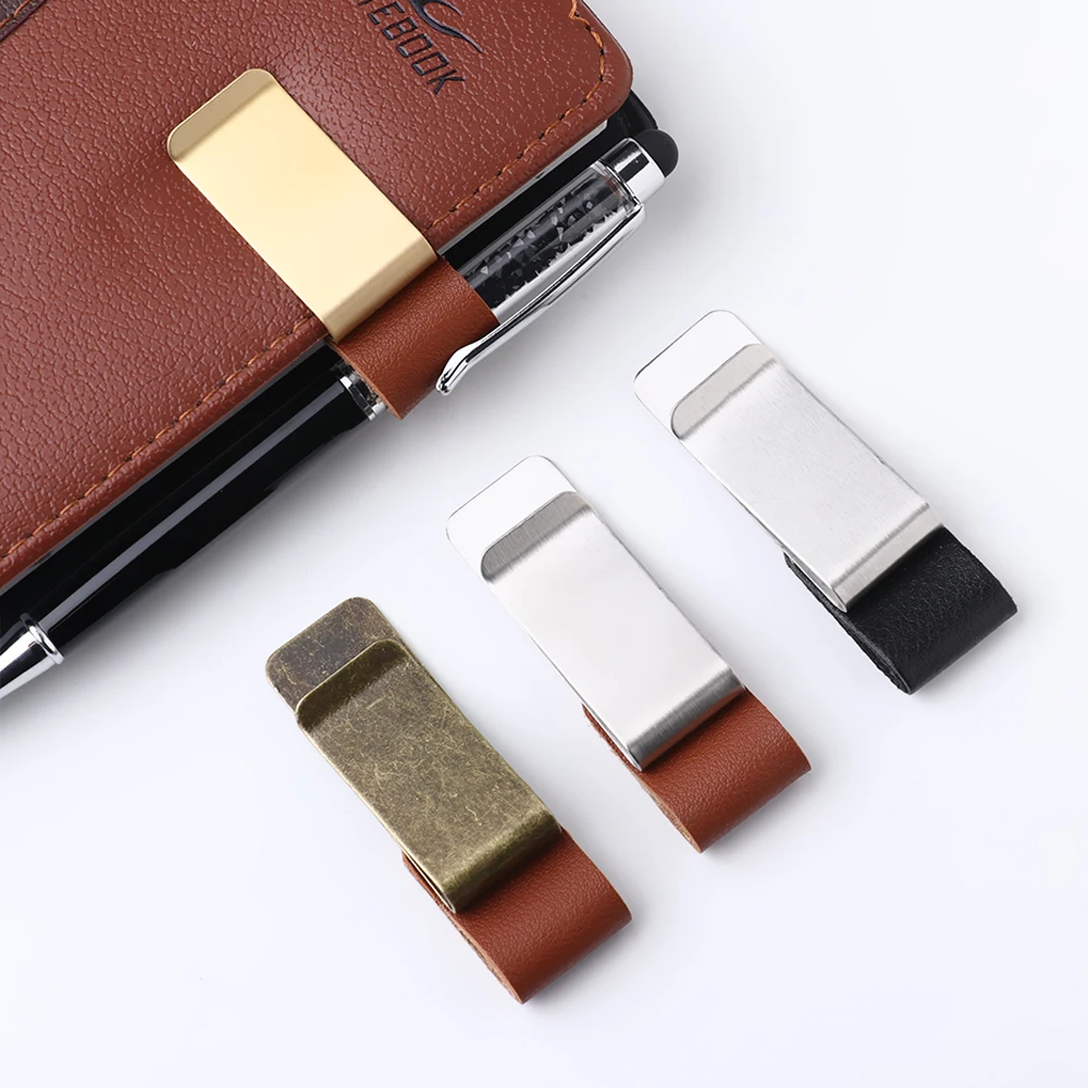 

1PC Stainless Steel Leather Brass Clips Pen Holder Clip Journal Notebook Paper Folder School Office Supply