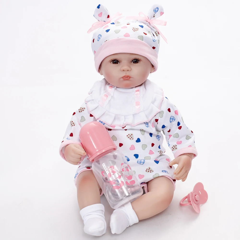 

45CM Baby Dolls Lifelike Reborn Baby Doll Action Figure Toys Silicone Children Toy with Hair Kids Birthday Gift