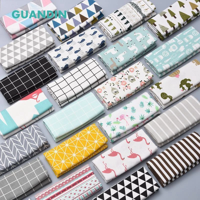 

GUANDIN,100X150cm 2019 New Cartoon Geometric Series Cotton Linen Fabric For Handmade Hometextile Cloth For Table Cloth,Curtain