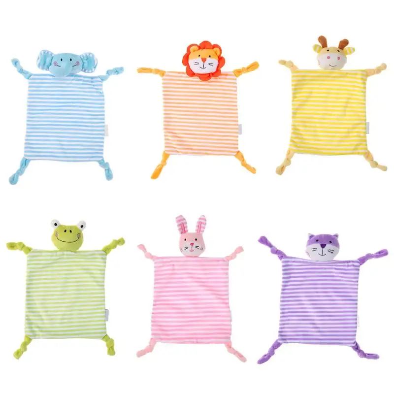 Cute Baby Plush Stuffed Doll Soft Cartoon Animals Newborn Plush Handkerchief Infant Appease Toy Infant Bibs Hand Towel