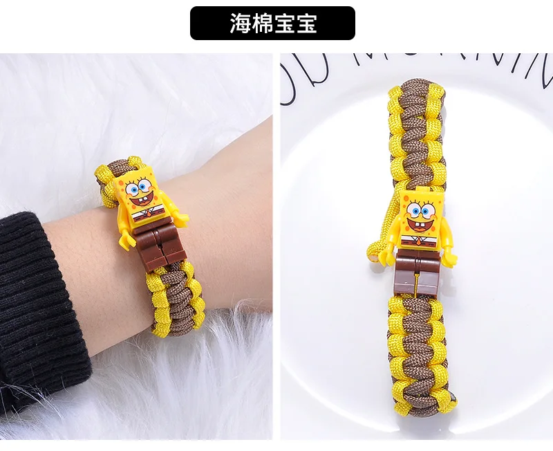 Disney Anime Toy Story 4 Marvel Buzz Lightyear Bracelet Building Blocks Action Figure Toy Woody Spiderman Bracelet Kid Gift Toys