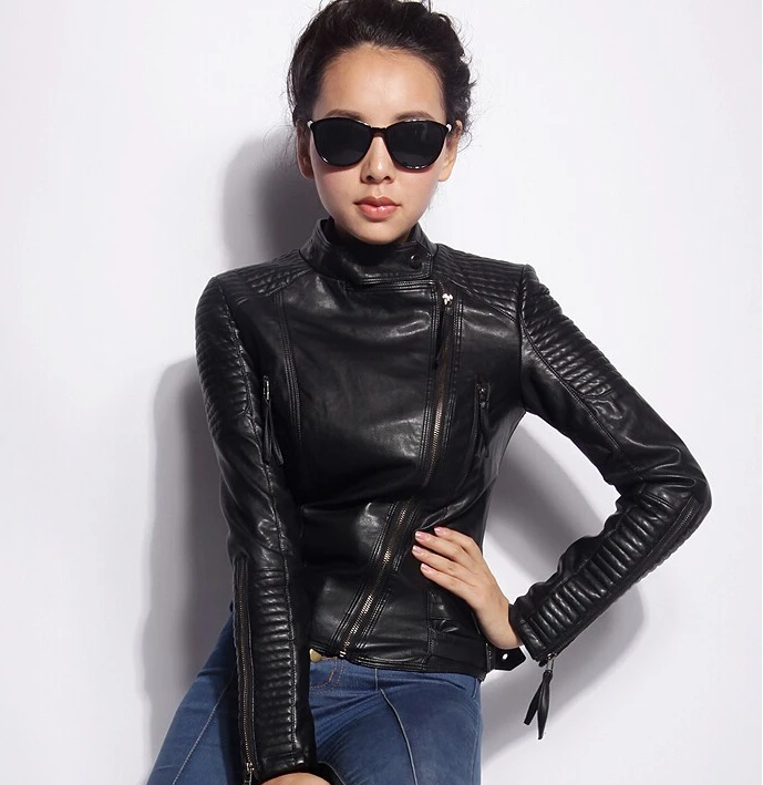 2017 Spring and Autumn fashion faux leather motorcycle