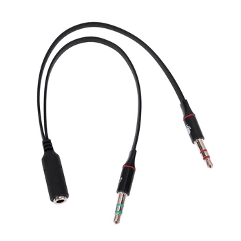 

3.5mm Plug 1 Female To 2 Male Audio Y Splitter Converter Adapter Earphone Microphone Cable Cord Wire 20cm For Computer Tablet