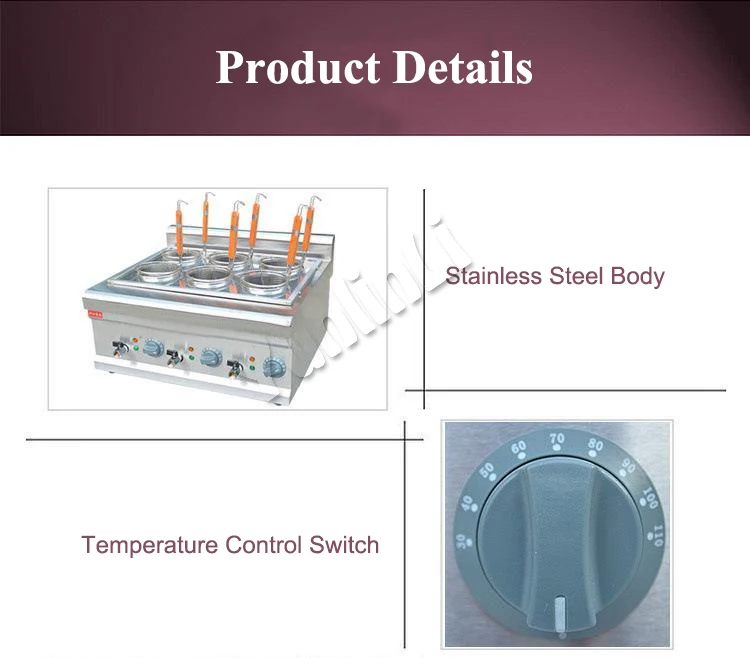 Электрическая лапшеварка коммерческих Нержавеющая сталь лапши Пособия по кулинарии машины Desktop паста Плита машина для приготовления