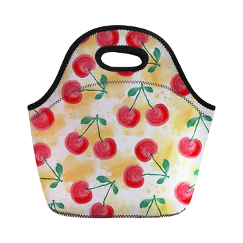 

THINK Cherry Cartoon Food pattern Family Weekend Picnic Bag Fashion Meal Bag for Women Cute Kids Insulated Lunch Bag Thermal Bag