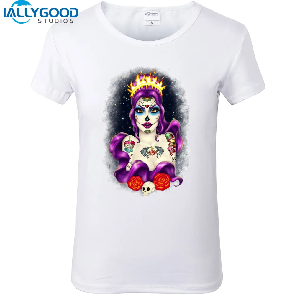 New Fashion Princess Witch Queen Mermaid Printed T-shirts Women Summer Short Sleeve Casual White Tops T shirts S394