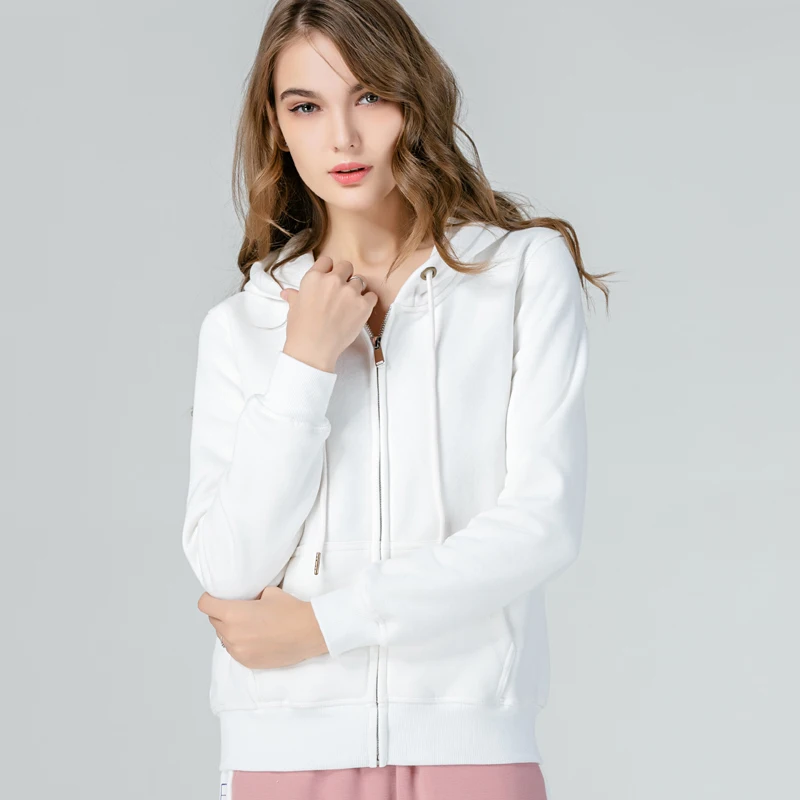 

100 % pure cotton Women Hoodies Zipper Girl Winter Loose Fluffy Hoodie Hooded Jacket Warm Outerwear Coat cute sweatshirt